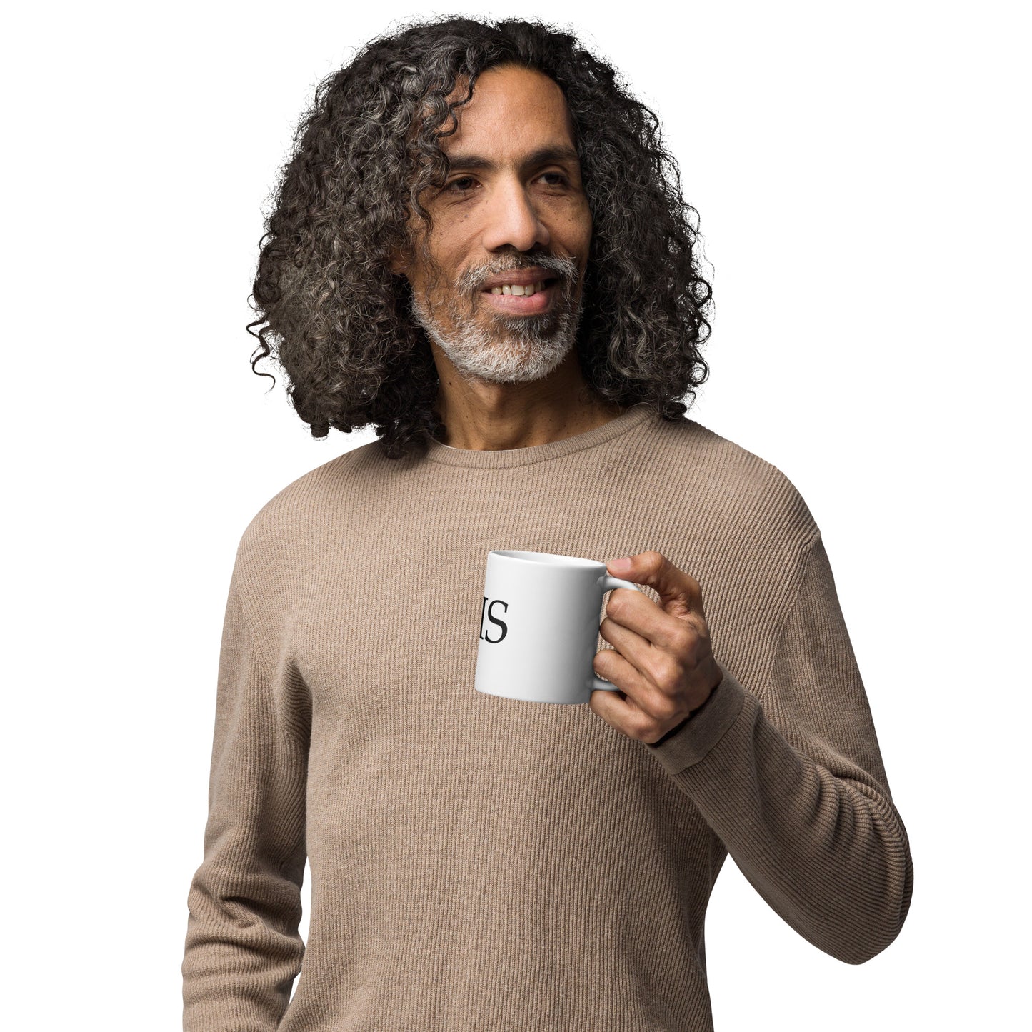 HE IS - White glossy mug